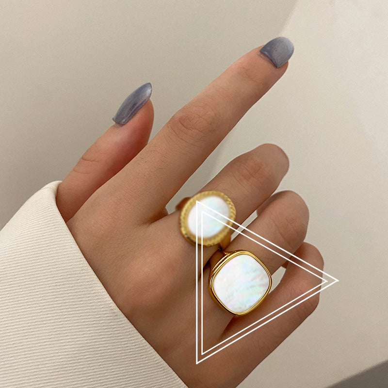 Retro European American Metal Texture Ring