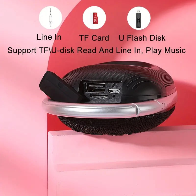 Portable Mini Wireless Speaker with LED Light and Carabiner – Compact Bluetooth Audio Accessory