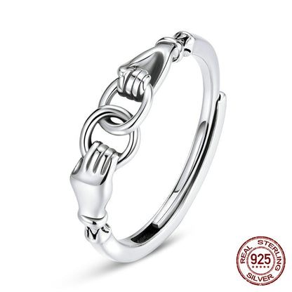 S925 Sterling Silver Simple Fashion Buckle Ring