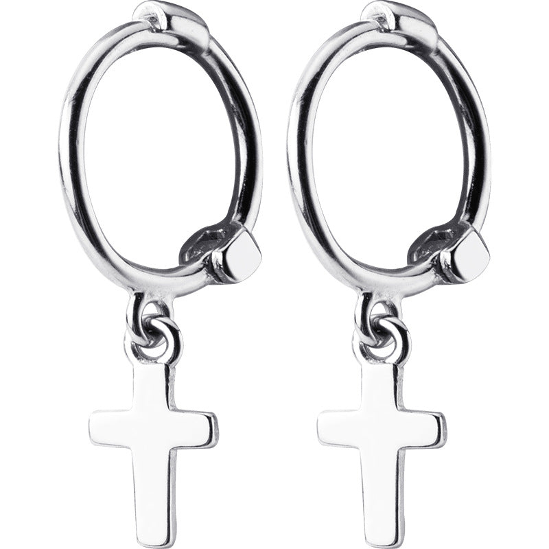 S925 Silver Cross Stud Earrings for Women