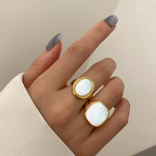 Retro European American Metal Texture Ring