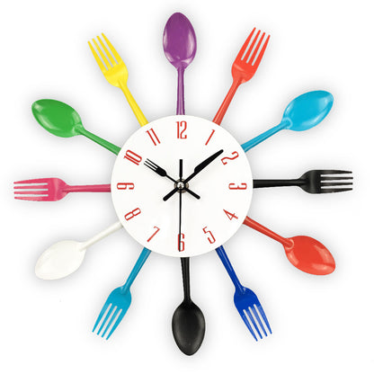 Creative Fork and Knife Wall Clock for Kitchen Decor