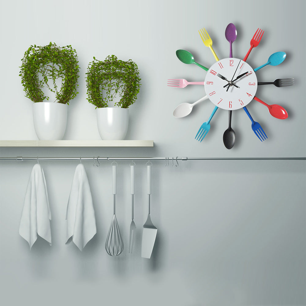 Creative Fork and Knife Wall Clock for Kitchen Decor