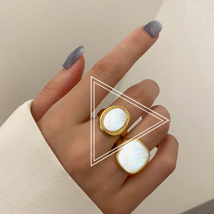 Retro European American Metal Texture Ring
