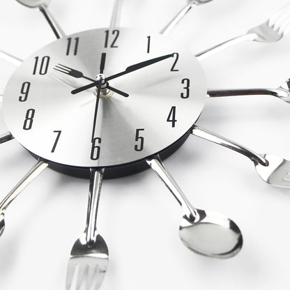 Creative Fork and Knife Wall Clock for Kitchen Decor