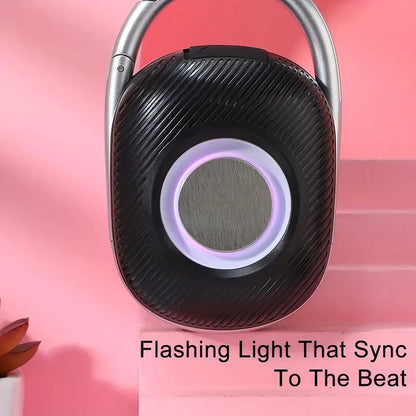 Portable Mini Wireless Speaker with LED Light and Carabiner – Compact Bluetooth Audio Accessory
