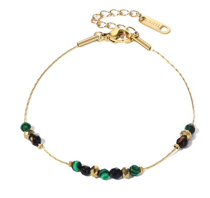 Retro Natural Stone Beaded Titanium Steel Bracelet | Unisex Fashion Accessory