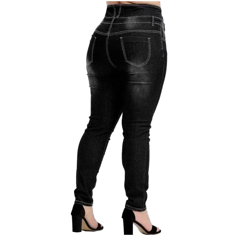 Plus Size Women's High Waist Stretch Slim Fit Jeans