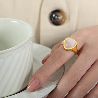 Natural Stone Retro Elegant Titanium Steel Ring