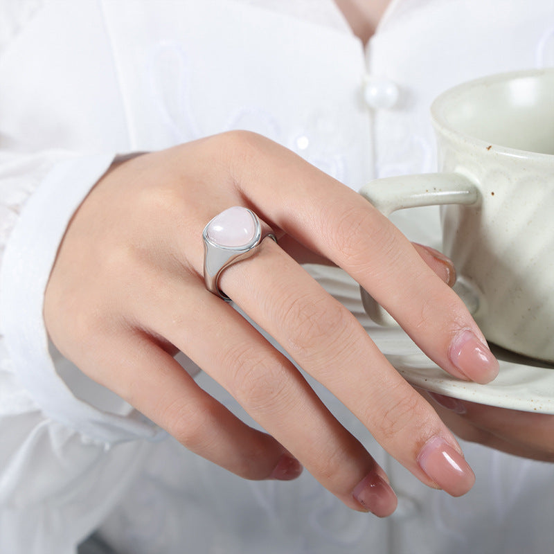 Natural Stone Retro Elegant Titanium Steel Ring