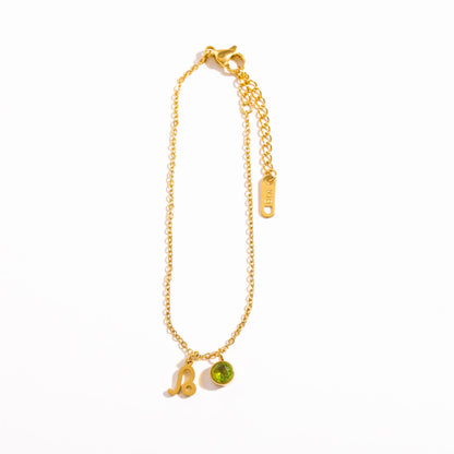 Stainless Steel Women's Birthstone Constellation Bracelet