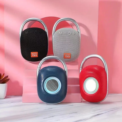 Portable Mini Wireless Speaker with LED Light and Carabiner – Compact Bluetooth Audio Accessory