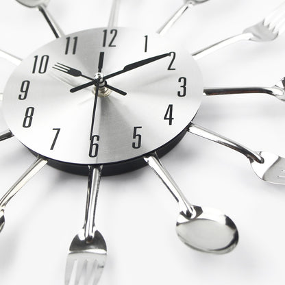 Creative Fork and Knife Wall Clock for Kitchen Decor