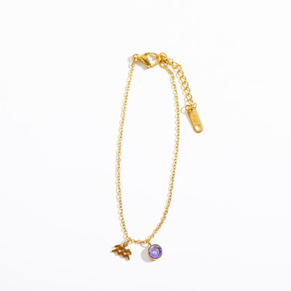 Stainless Steel Women's Birthstone Constellation Bracelet