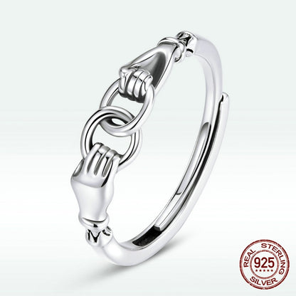 S925 Sterling Silver Simple Fashion Buckle Ring