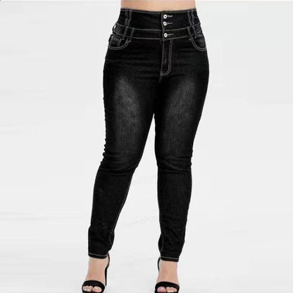 Plus Size Women's High Waist Stretch Slim Fit Jeans