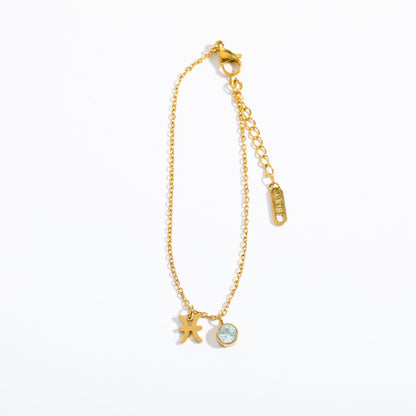 Stainless Steel Women's Birthstone Constellation Bracelet