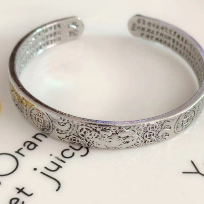 Vintage Thai Silver Wealth Pixiu Coin Bracelet for Men/Women