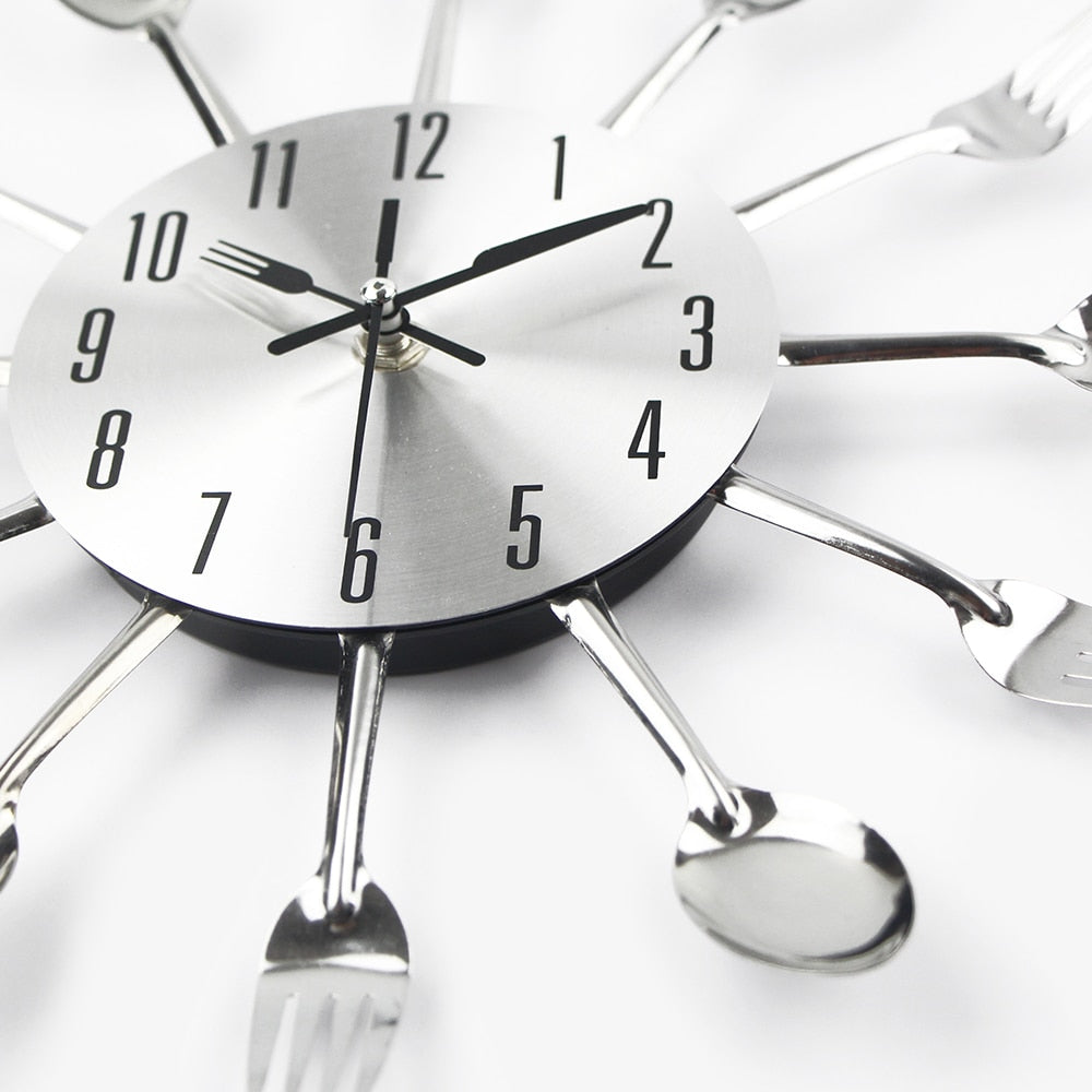 Creative Fork and Knife Wall Clock for Kitchen Decor