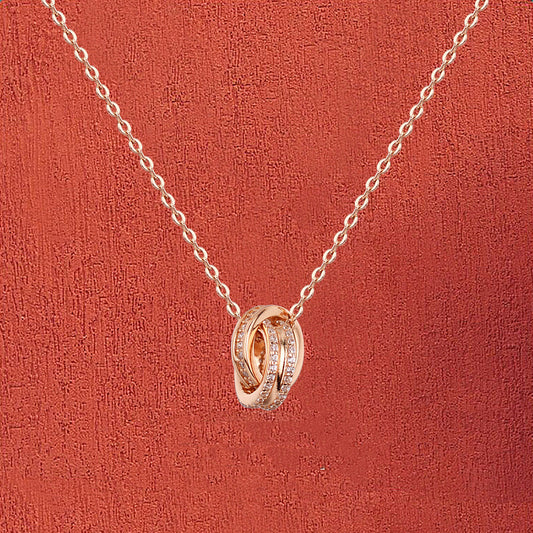 Chomel S925 Silver Double Ring Necklace for Women